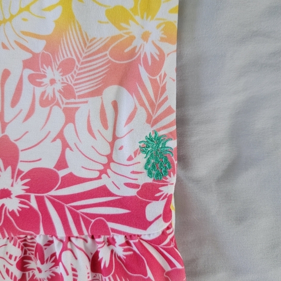 Tommy Bahama Girls Tropical Ruffled Sleeveless Sundress Red Yellow Ombre Size 6 - Picture 3 of 10